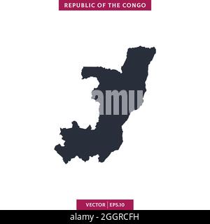 Detailed vector map of Congo Republic with country borders, county ...