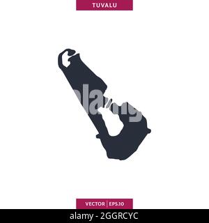 Detailed map of Tuvalu vector stock illustration design template. Vector eps 10. Stock Vector