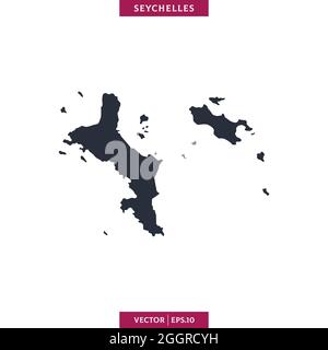 Detailed map of Seychelles vector stock illustration design template. Vector eps 10. Stock Vector