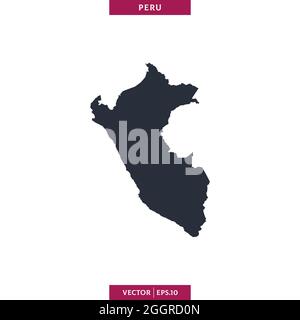 Detailed map of Peru vector stock illustration design template. Vector eps 10. Stock Vector