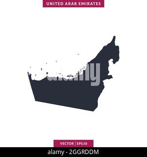 Detailed map of United Arab Emirates vector stock illustration design template. Vector eps 10. Stock Vector