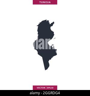 Detailed map of Tunisia vector stock illustration design template. Vector eps 10. Stock Vector