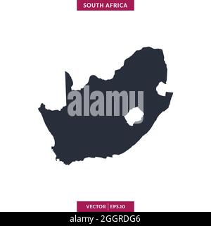 Detailed map of South Africa vector stock illustration design template. Vector eps 10. Stock Vector