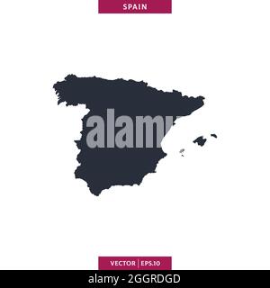 Detailed map of Spain vector stock illustration design template. Vector eps 10. Stock Vector