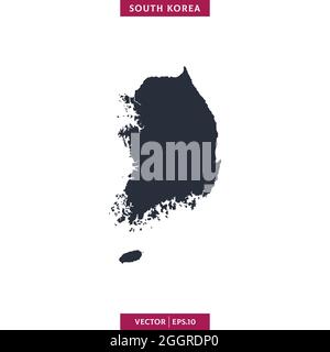 Detailed map of South Korea vector stock illustration design template. Vector eps 10. Stock Vector