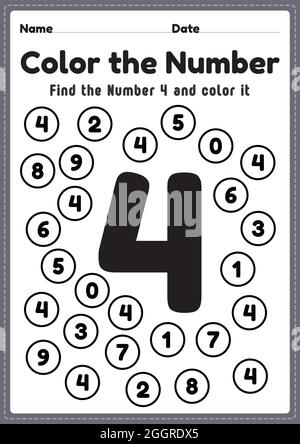 number worksheet number 3 worksheet math coloring activities for preschool and kindergarten kids to learn basic mathematics skills in a printable pag stock vector image art alamy