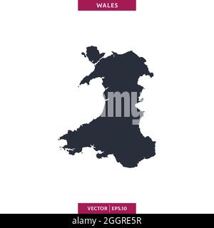 Detailed map of Wales vector stock illustration design template. Vector eps 10. Stock Vector