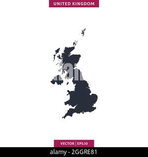 Detailed map of United Kingdom vector stock illustration design template. Vector eps 10. Stock Vector