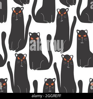 Halloween seamless pattern for design. Halloween symbols black cat. Digital paper Stock Vector