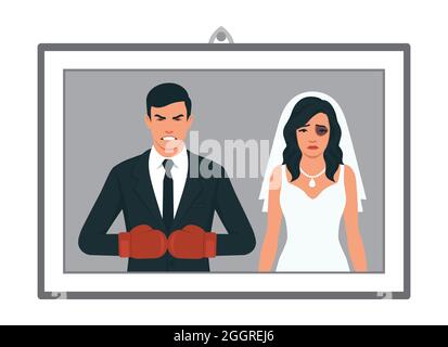 Abusive domestic violence, Aggressive man flat design Stock Vector