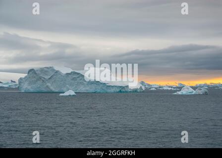 Floating icebergs in te Antarctic sea, near Antarctic Peninsula , Antartica Stock Photo