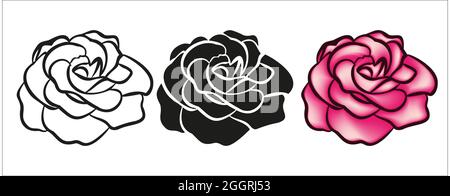 Rose flower hand drawn ilustration for logo Stock Vector