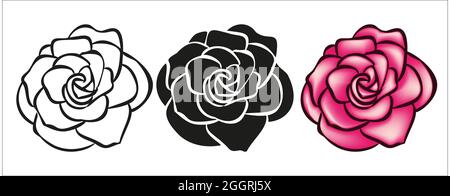 Rose flower hand drawn ilustration for logo Stock Vector