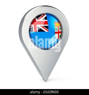 Map pointer with flag of Fiji, 3D rendering isolated on white background Stock Photo