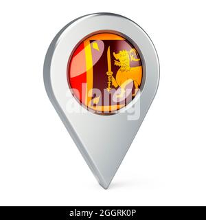 Map pointer with flag of Sri Lanka, 3D rendering isolated on white background Stock Photo