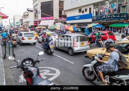 CALI, COLOMBIA - SEPTEMBER 9, 2015: Cobbled street in San Antonio