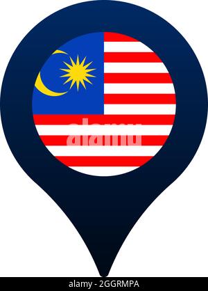 malaysia flag and map pointer icon. National flag location icon vector design, gps locator pin. vector illustration Stock Vector