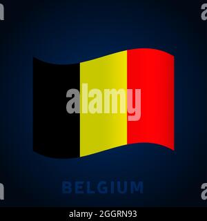 belgium wave vector flag. Waving national Official colors and proportion of flag. Vector illustration. Stock Vector