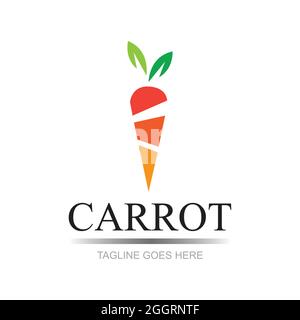 Carrot logo and healthy vegetable icon vector illustration best logo design Stock Vector