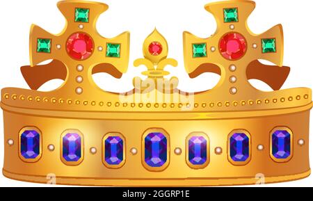 Royal golden crown composition with isolated image of crown for king emperor queen and empress vector illustration Stock Vector