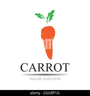 Carrot logo and healthy vegetable icon vector illustration best logo design Stock Vector