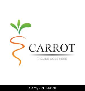 Carrot logo and healthy vegetable icon vector illustration best logo design Stock Vector