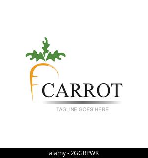 Carrot logo and healthy vegetable icon vector illustration best logo design Stock Vector