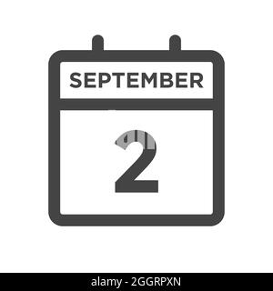 September 2 Calendar Day or Calender Date for Deadline and Appointment Stock Photo