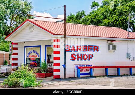 Long Beach Barber Shop is pictured, Aug. 31, 2021, in Long Beach, Mississippi. The barbershop opened in 1959. Stock Photo