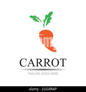 Carrot logo and healthy vegetable icon vector illustration best logo design Stock Vector