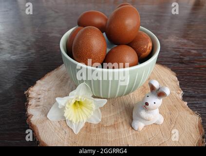 Easter Eggs Dyed Dark Brown With Onion Skins Stock Photo