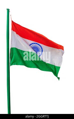 Indian national flag isolated on white background. Stock Photo