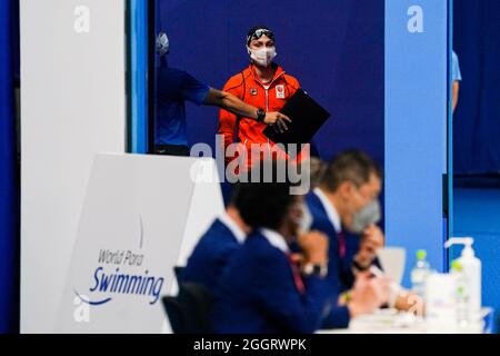 TOKYO, JAPAN - AUGUST 31: Chantalle Zijderveld of the Netherlands competing on Women's 100m Butterfly during the Tokyo 2020 Olympic Games at the Tokyo Aquatics Centre on August 31, 2021 in Tokyo, Japan (Photo by Ilse Schaffers/Orange Pictures) NOCNSF Stock Photo