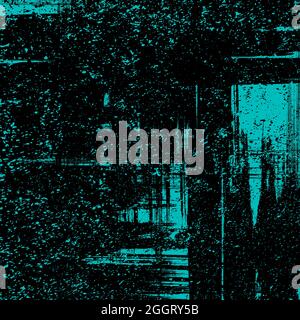 Grunge turquoise dark urban background. Distress texture of spots, stains, dots, scratches. Vintage damaged backdrop. Dirty artistic design element Stock Vector