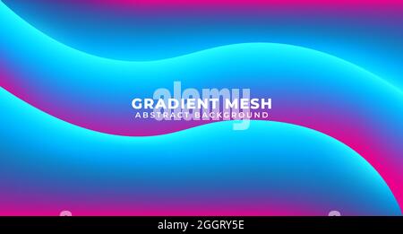 Neon Glowing Fluid Wave, Hi-Tech Futuristic Abstract Background Template. Luminous Fluorescent Design Element with Copy Space for Text for Music Poste Stock Vector