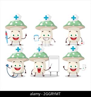 https://l450v.alamy.com/450v/2ggrymt/doctor-profession-emoticon-with-green-amanita-cartoon-character-vector-illustration-2ggrymt.jpg