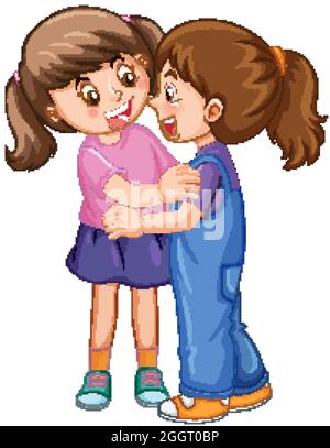 Two cute girls hugging each other illustration Stock Vector Image & Art ...