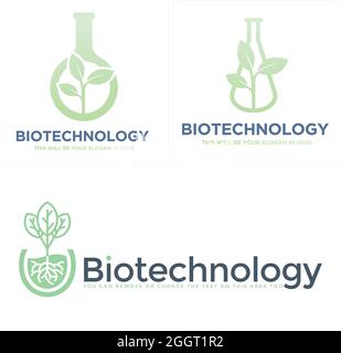 Biotechnology farming leaf plant logo design Stock Vector