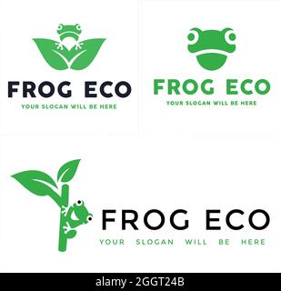 Frog leaf plant eco logo design Stock Vector