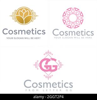 Beauty cosmetics women logo design Stock Vector