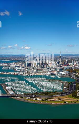 Auckland city, Westhaven Marina and harbour view, Auckland, New Zealand Stock Photo