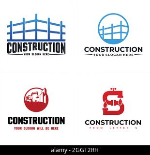 Construction plumbing industrial logo design Stock Vector