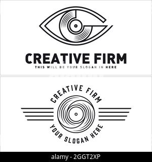 Entertainment creative firm shutter media vision logo design Stock Vector