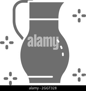 Glass jug with water grey icon. Isolated on white background Stock Vector