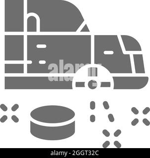 Car wheel replacement grey icon. Isolated on white background Stock Vector