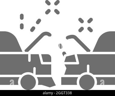 Car crash, accident grey icon. Isolated on white background Stock Vector