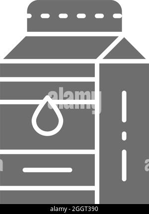 Milk, kefir in paper box grey icon. Stock Vector