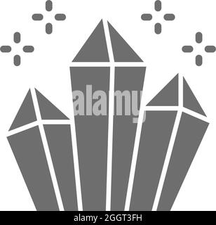 Magic crystals, diamonds grey icon. Isolated on white background Stock Vector