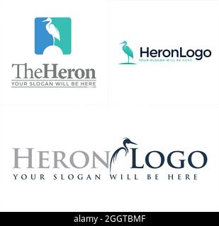 Financial accounting consulting heron symbol logo design Stock Vector