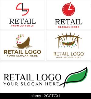 Organic food various kinds of vegetables logo design Stock Vector